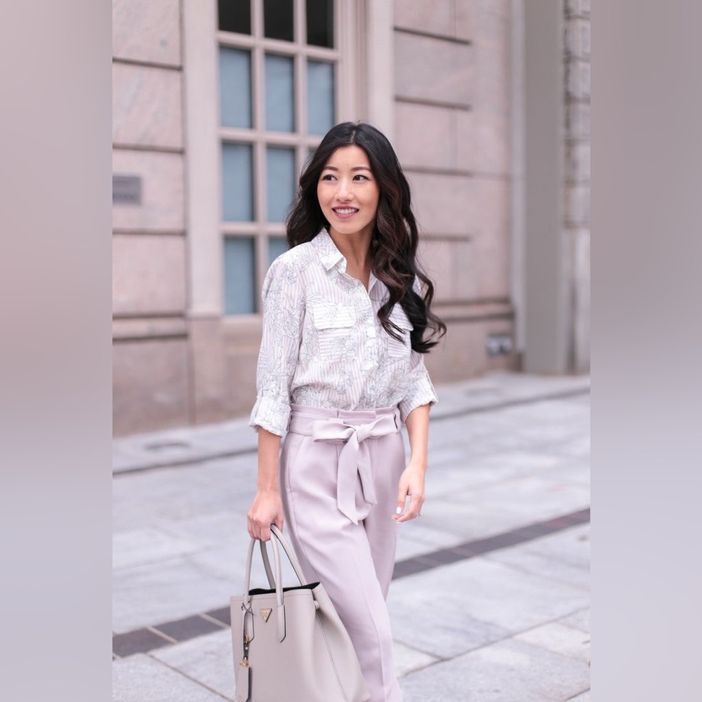 Express Paperbag High Rise Pants Pink